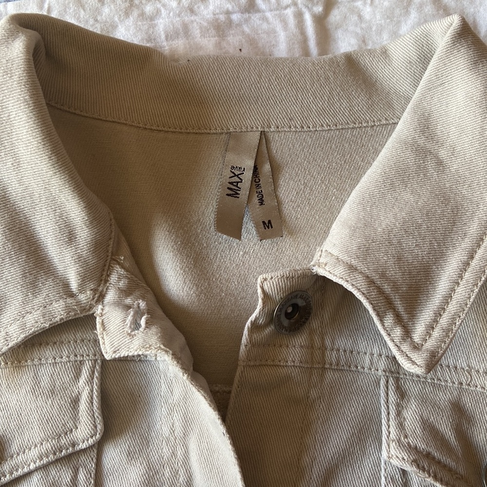 Max Rave Beige Denim Jacket Size M - Picture 8 of 10